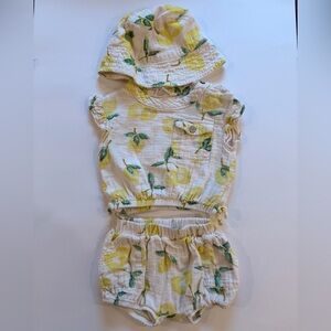 Jessica Simpson Lemon Print Kids Matching Set with Hat - 18m